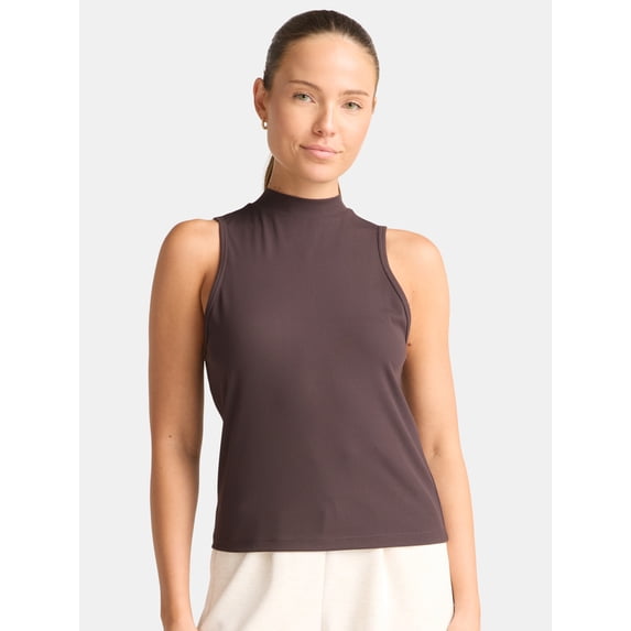 Avia Women's Ribbed Mock Neck Tank Top, Sizes XS-XXXL