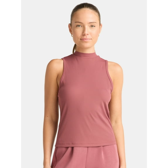 Avia Women's Ribbed Mock Neck Tank Top, Sizes XS-XXXL