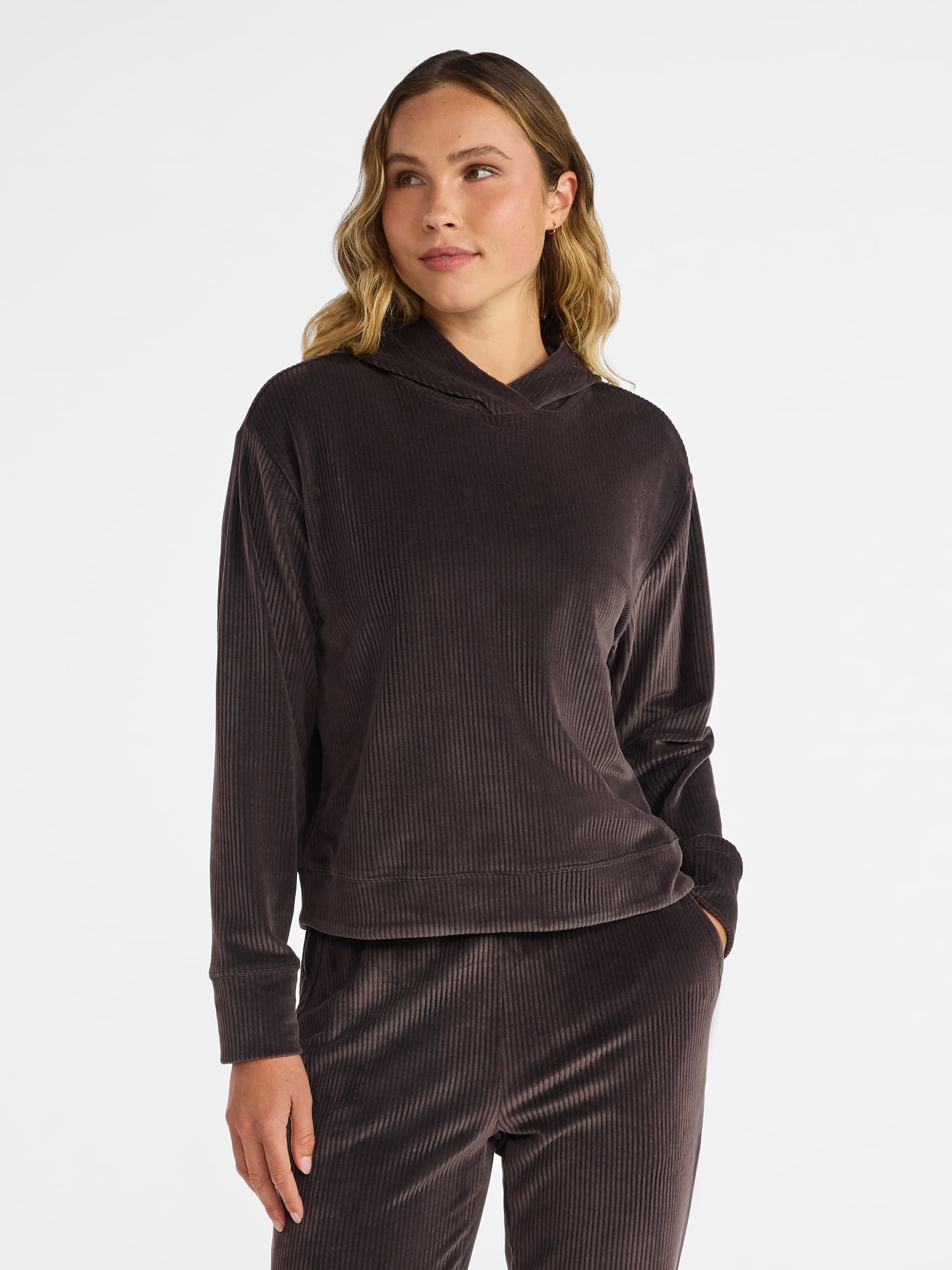 Avia Women's Rib Velour Hoodie, Sizes XS-XXXL