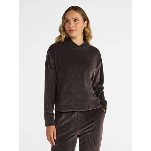 Avia Women's Rib Velour Hoodie, Sizes XS-XXXL