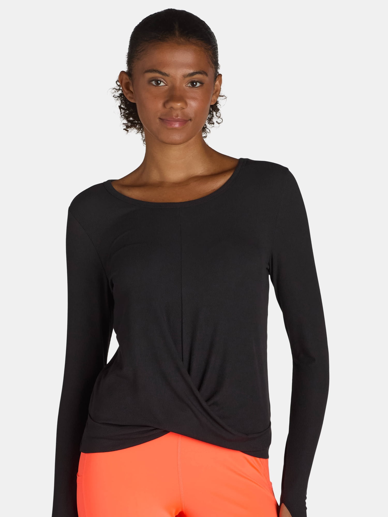 Avia Women's Long Sleeve Twist Front Top, Sizes XS-XXXL