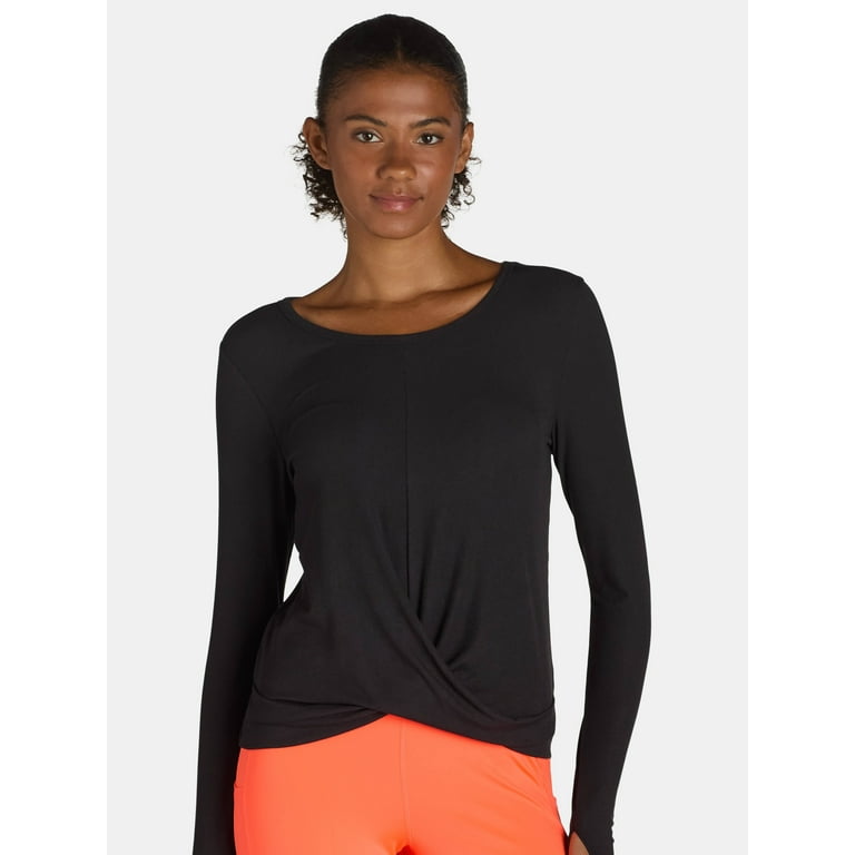 Avia Women's Long Sleeve Twist Front Top, Sizes XS-XXXL