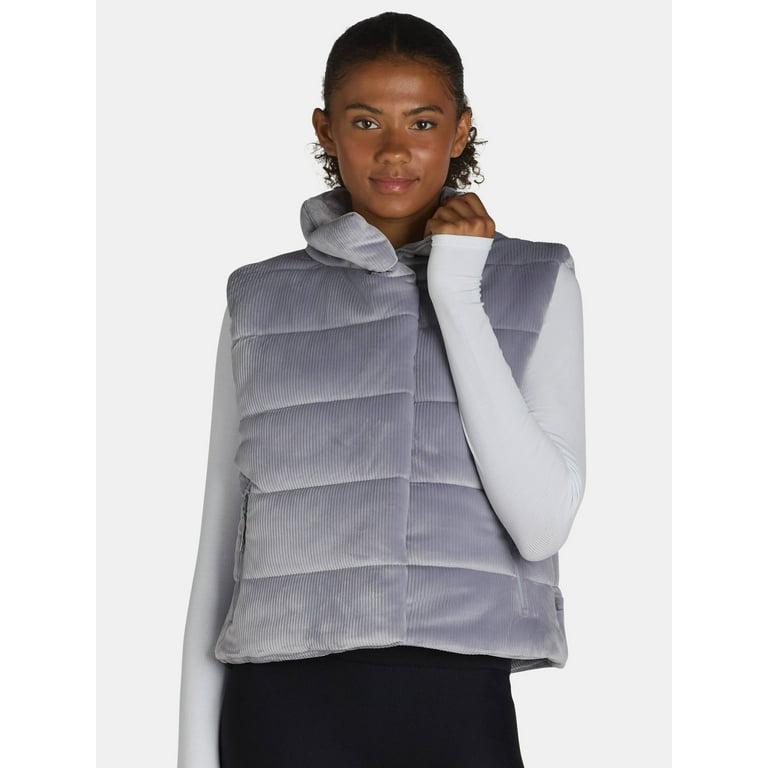Avia Women's Ribbed Velour Puffer Vest, Sizes XS-XXXL