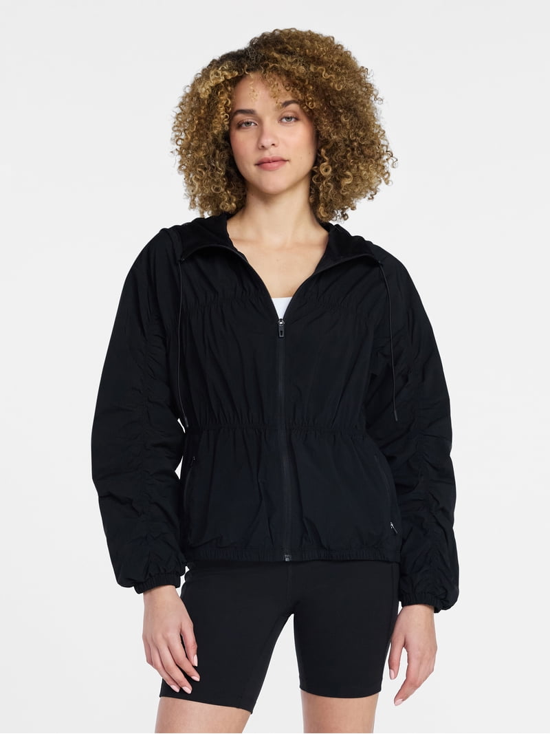 Avia Women's Ripstop Zip Jacket with Hood, Lightweight, Sizes XS