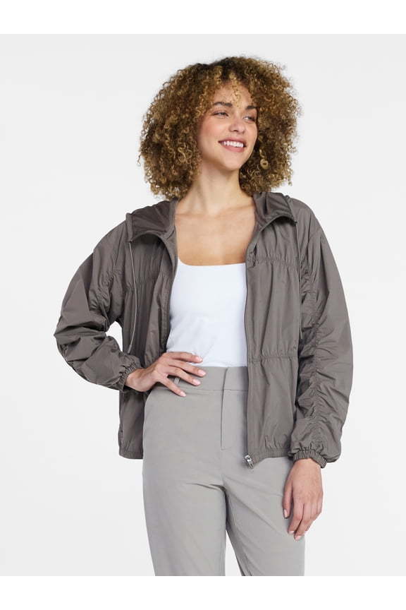 Women's Ripstop Zip Jacket with Hood, Lightweight, Sizes XS-XXXL