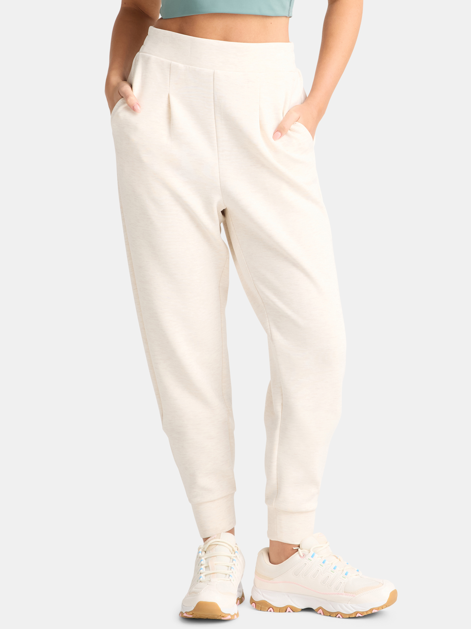 Avia Women's Scuba Knit Pleat Joggers with Pockets