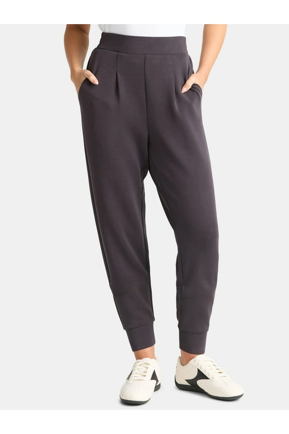 Women's and Women's Plus ScubaKnit Pleat Joggers with Pockets, Size XS-4X