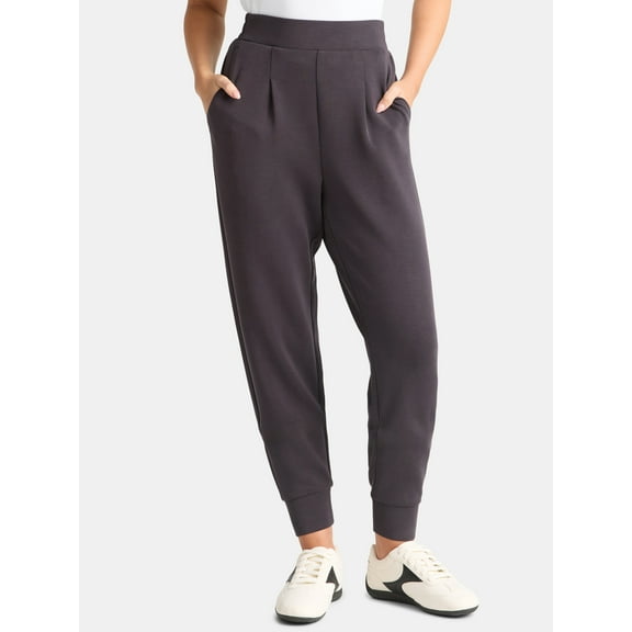 Avia Women's and Women's Plus ScubaKnit Pleat Joggers with Pockets, Size XS-4X