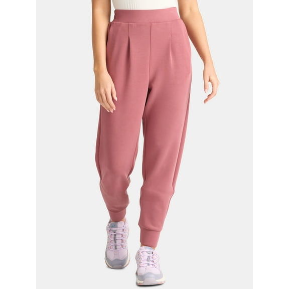 Avia Women's and Women's Plus ScubaKnit Pleat Joggers with Pockets, Size XS-4X