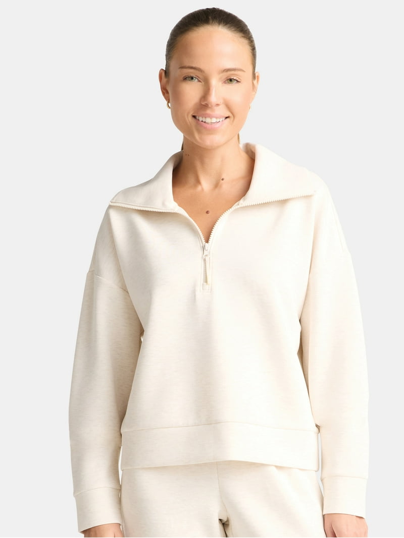 Avia Women's and Women's Plus ScubaKnit Quarter Zip Pullover