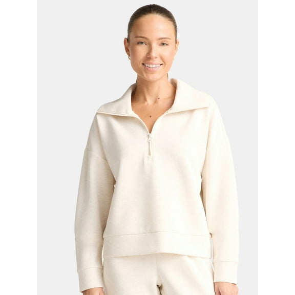 Avia Women's and Women's Plus ScubaKnit Quarter Zip Pullover, Sizes XS-4X