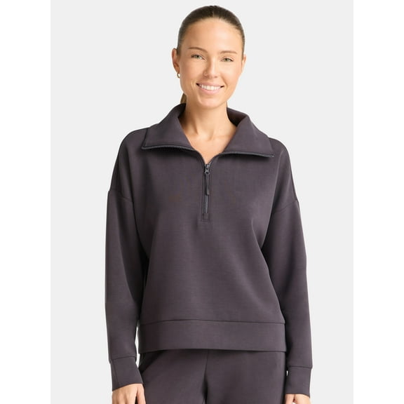Avia Women's and Women's Plus ScubaKnit Quarter Zip Pullover, Sizes XS-4X