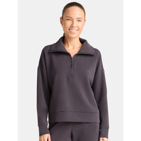 Avia Women's and Women's Plus Quarter-Zip ScubaKnit Pullover, Sizes XS-4X