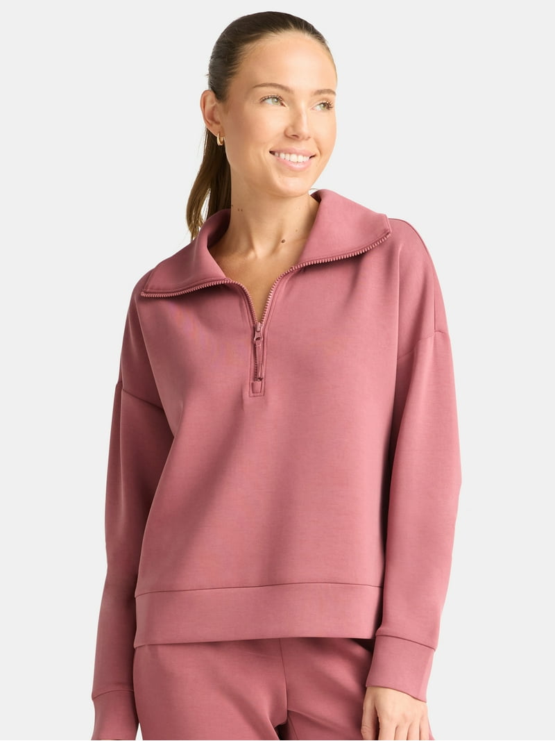 Avia Women's and Women's Plus ScubaKnit Quarter Zip Pullover