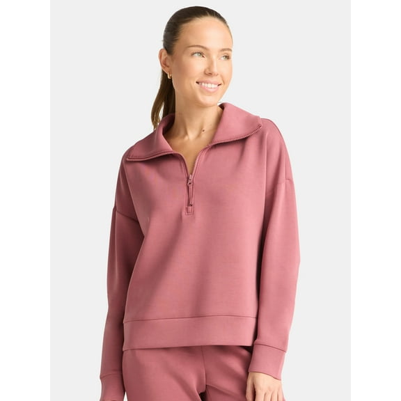 Avia Women's and Women's Plus ScubaKnit Quarter Zip Pullover, Sizes XS-4X