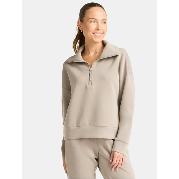 Avia Women's and Women's Plus ScubaKnit Quarter Zip Pullover, Sizes XS-4X
