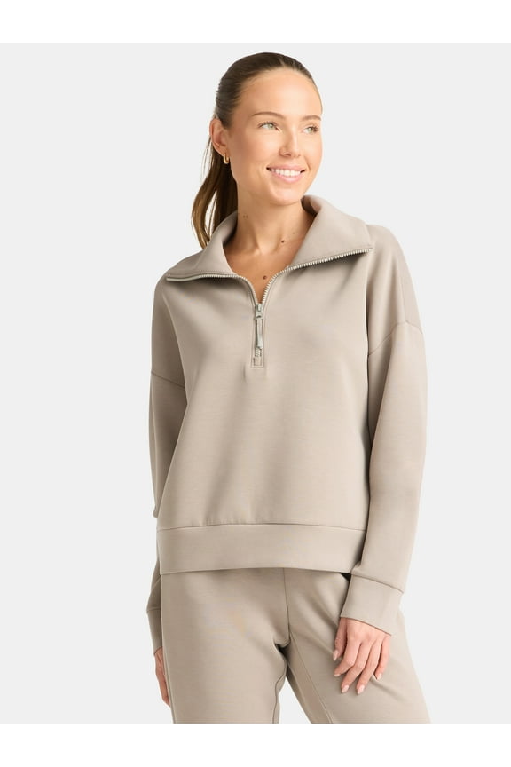 Women's and Women's Plus ScubaKnit Quarter Zip Pullover, Sizes XS-4X