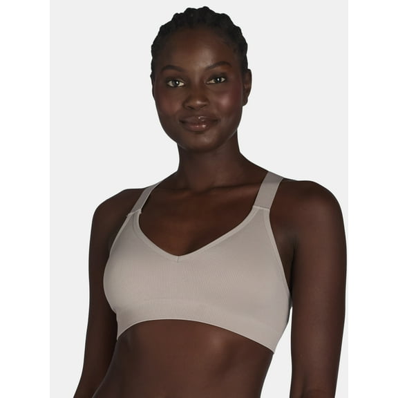 Avia Women's Seamless Rib Plunge Sports Bra, Sizes XS-XXXL