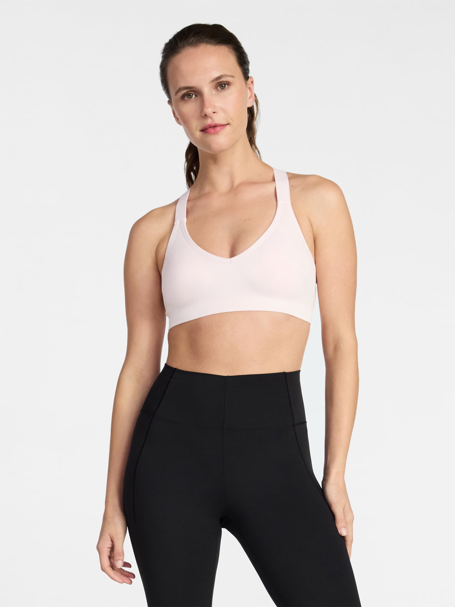 Avia Women's Seamless Rib Plunge Sports Bra, Sizes XS-XXXL