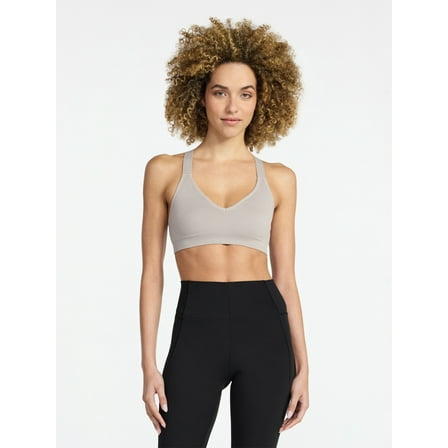 Avia Women's Seamless Rib Plunge Sports Bra, Sizes XS-XXXL