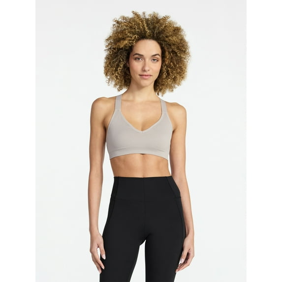 Avia Women's Seamless Rib Plunge Sports Bra, Sizes XS-XXXL