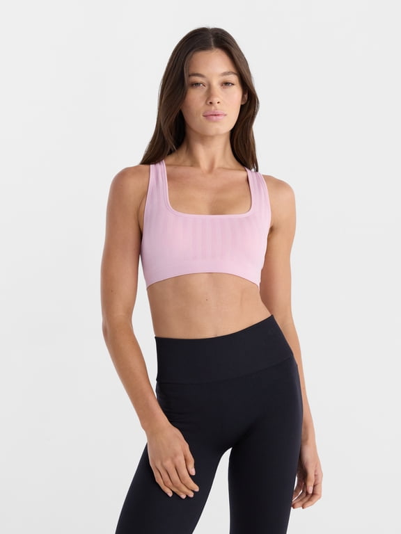 Women's Seamless Strappy Square Neck Low Impact Sports Bra, Sizes S-XXXL