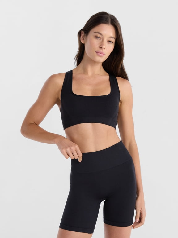 Women's Seamless Strappy Square Neck Low Impact Sports Bra, Sizes S-XXXL