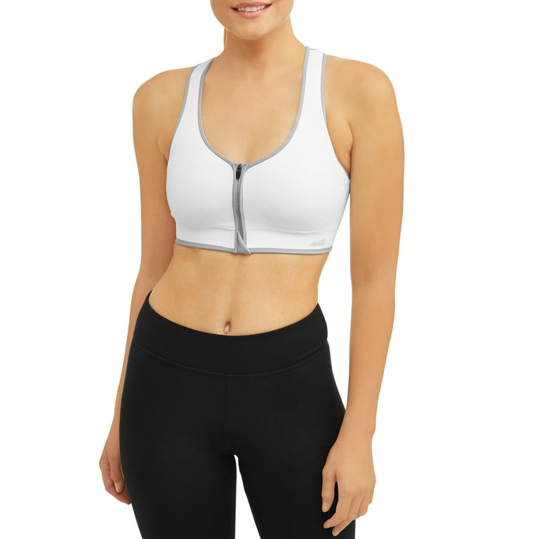 Women's Medium Support Seamless Zip-front Sports Bra - All In Motion™ White  S : Target