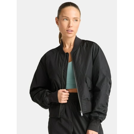 Avia Women's Shine Windbreaker Nylon Bomber Jacket, Sizes XS-XXXL
