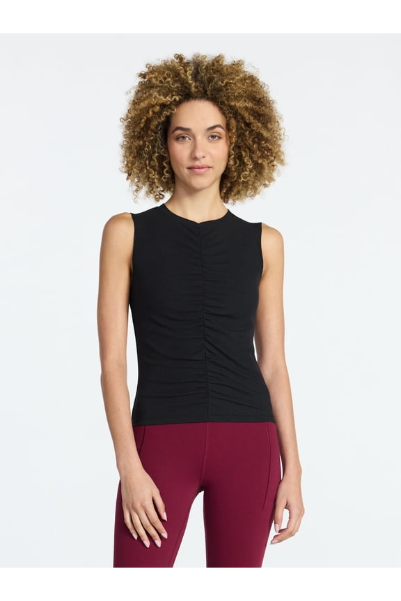 Women's Shirred Ribbed Cinch Ballet Tank, Sizes XS-XXXL