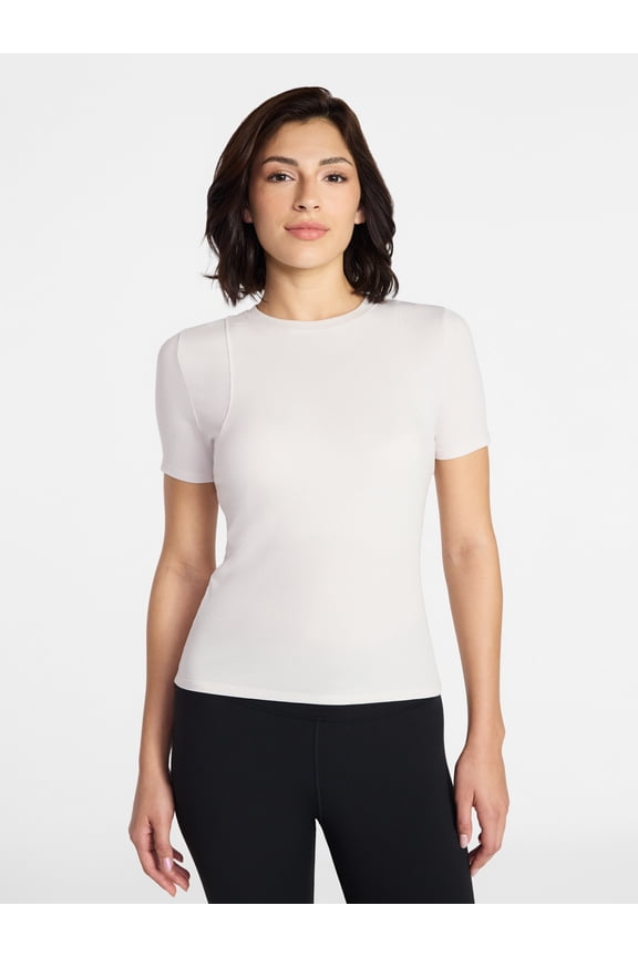 Women's Ribbed T-Shirt with Short Sleeves, Sizes XS-XXXL