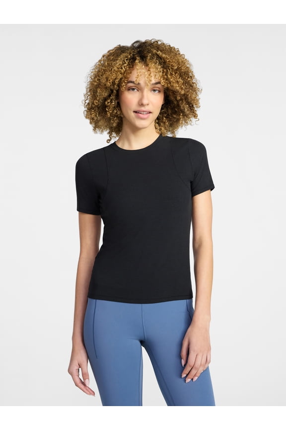 Women's Ribbed T-Shirt with Short Sleeves, Sizes XS-XXXL