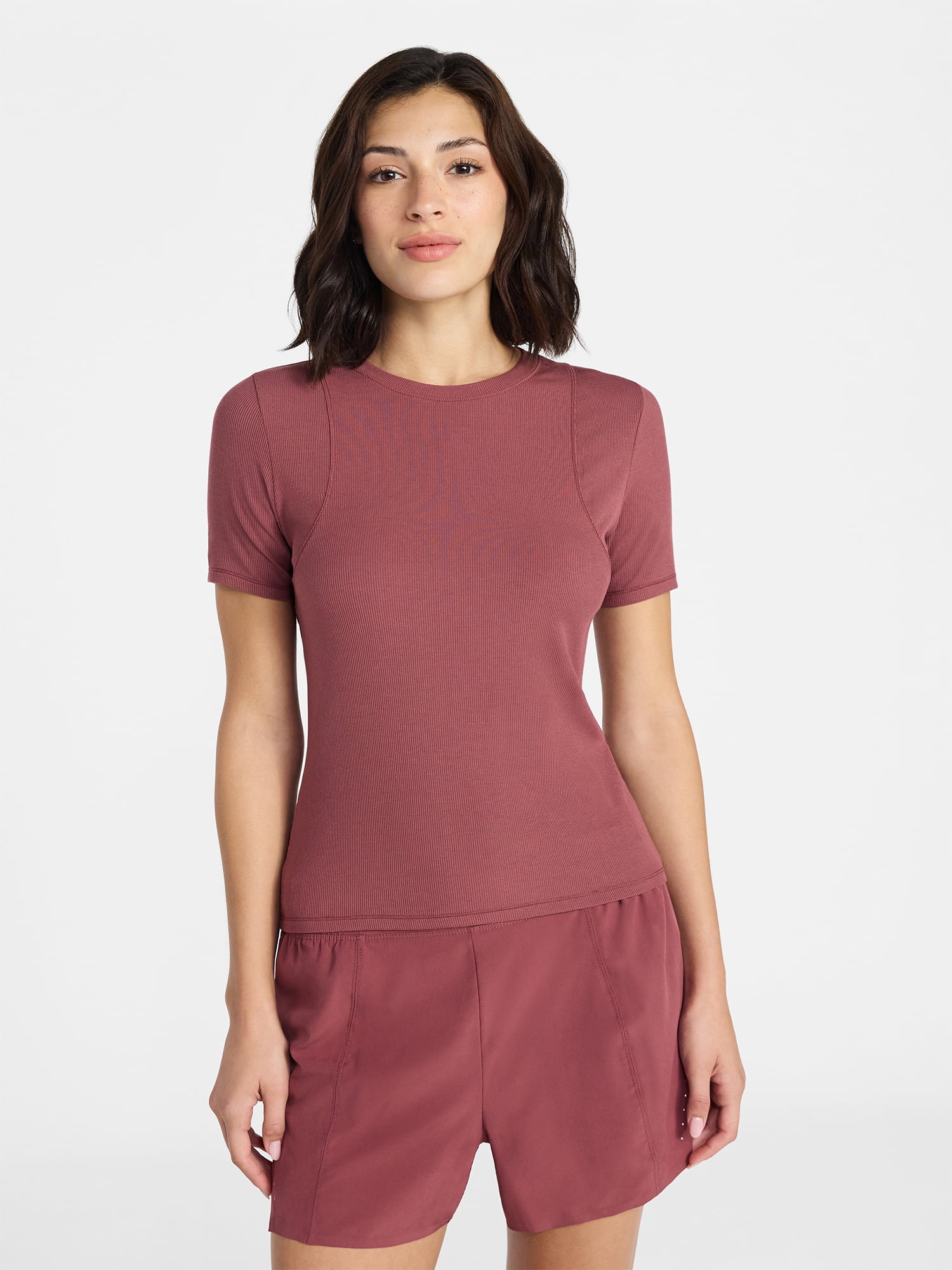 Avia Women's Ribbed T-Shirt with Short Sleeves, Sizes XS-XXXL