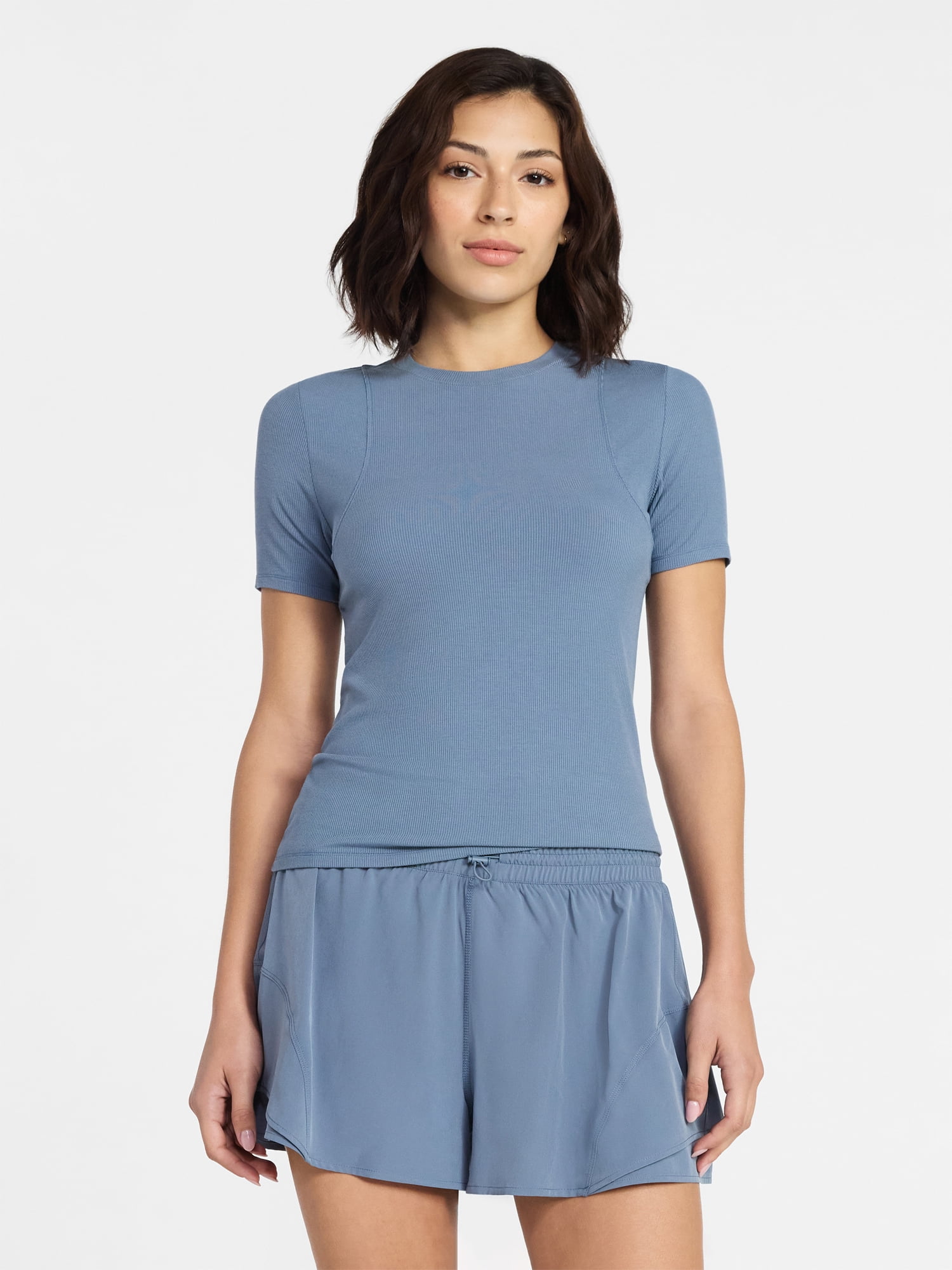 Avia Women's Ribbed T-Shirt with Short Sleeves, Sizes XS-XXXL