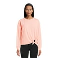 Avia Women's Side Tie French Terry Cloth Top with Long Sleeves, Sizes