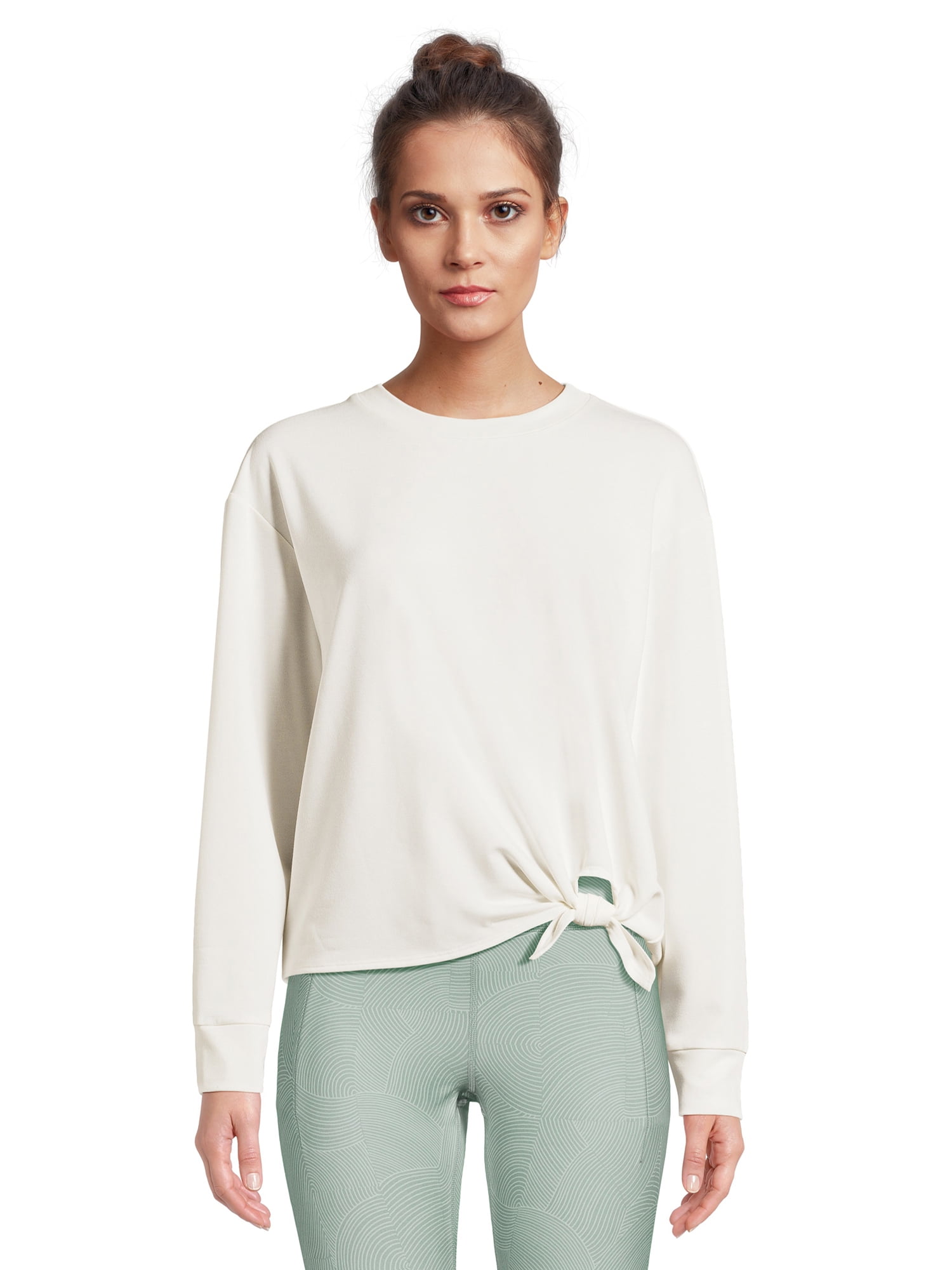 Shop Avia Women's Side Tie French Terry Cloth Top with Long Sleeves