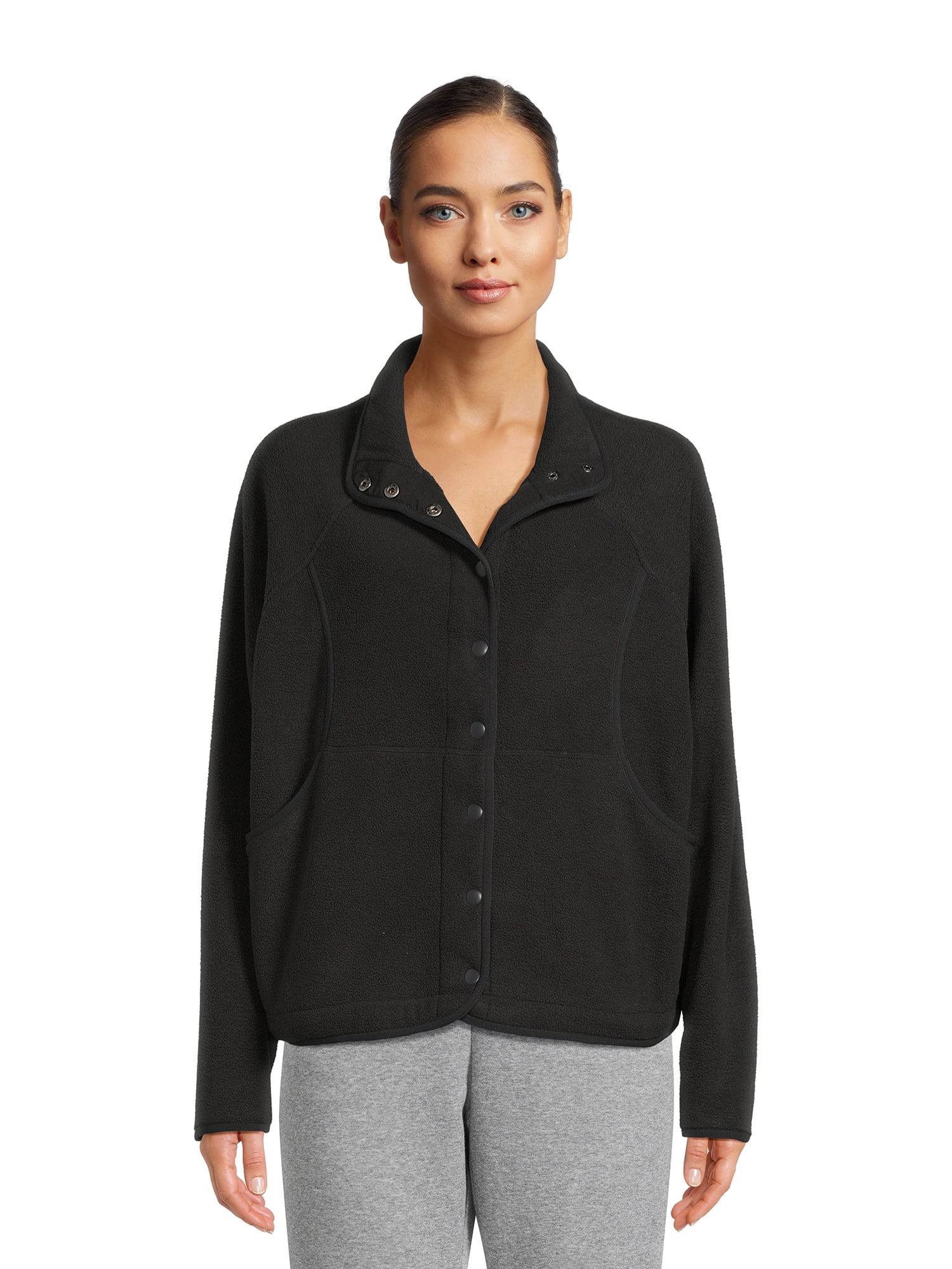 Avia Women s Snap Fleece Mock Neck Jacket Sizes XS XXXL Walmart