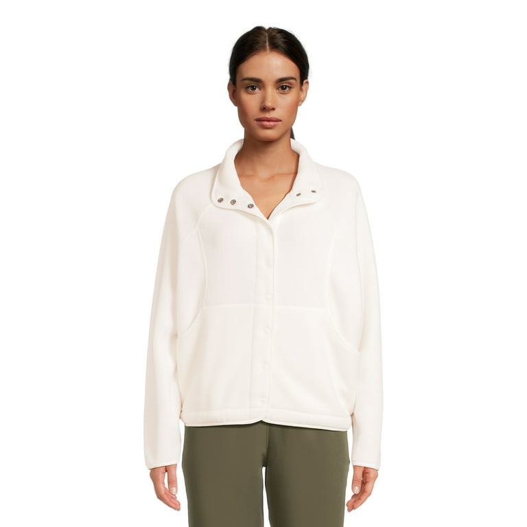 Avia Women's Snap Fleece Mock Neck Jacket, Sizes XS-XXXL 
