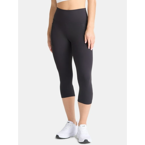 Avia Women's and Women's Plus SoftSculpt High Rise Capri Leggings with Pockets, Sizes XS-4X
