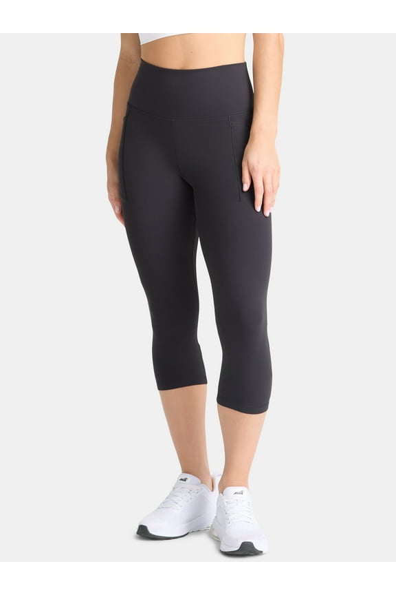 Women's and Women's Plus SoftSculpt High Rise Capri Leggings with Pockets, Sizes XS-4X