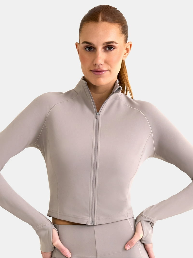 Avia SoftSculpt Crop Jacket for Women, Cropped Zip Active Wear