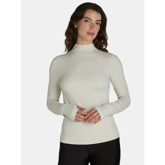 Avia Women's SoftSculpt Mockneck Tee with Long Sleeves, Sizes XS-XXXL