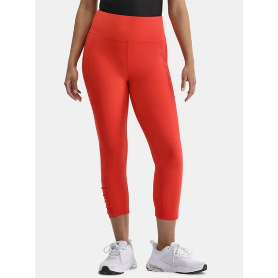 Avia Women's SoftSculpt Ruched High Rise Capri Leggings, 21" Inseam,Sizes XS-XXXL