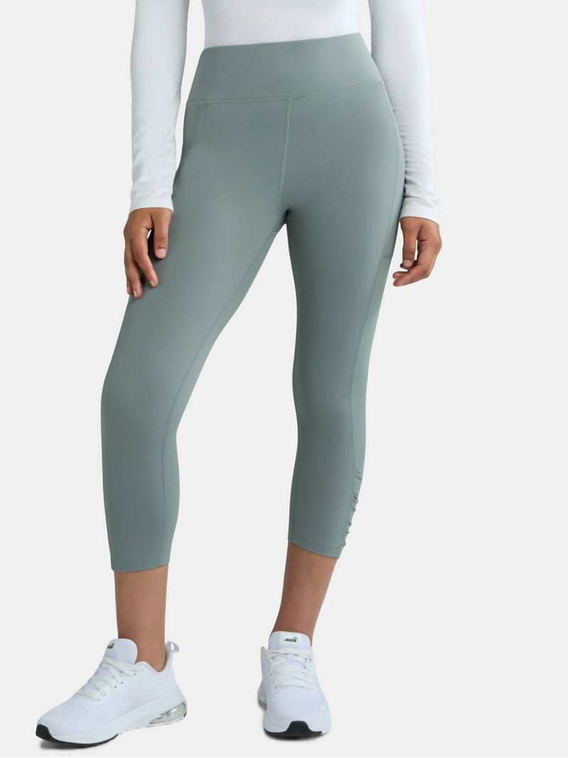 Avia Women's SoftSculpt Ruched High Rise Capri Leggings, 21