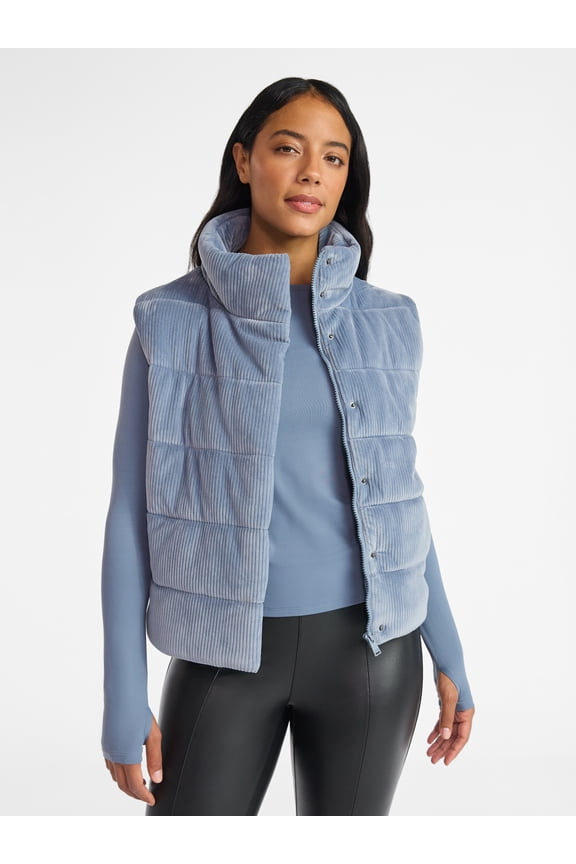 Women's and Women's Plus Velour Ribbed Vest, Sizes XS-4X