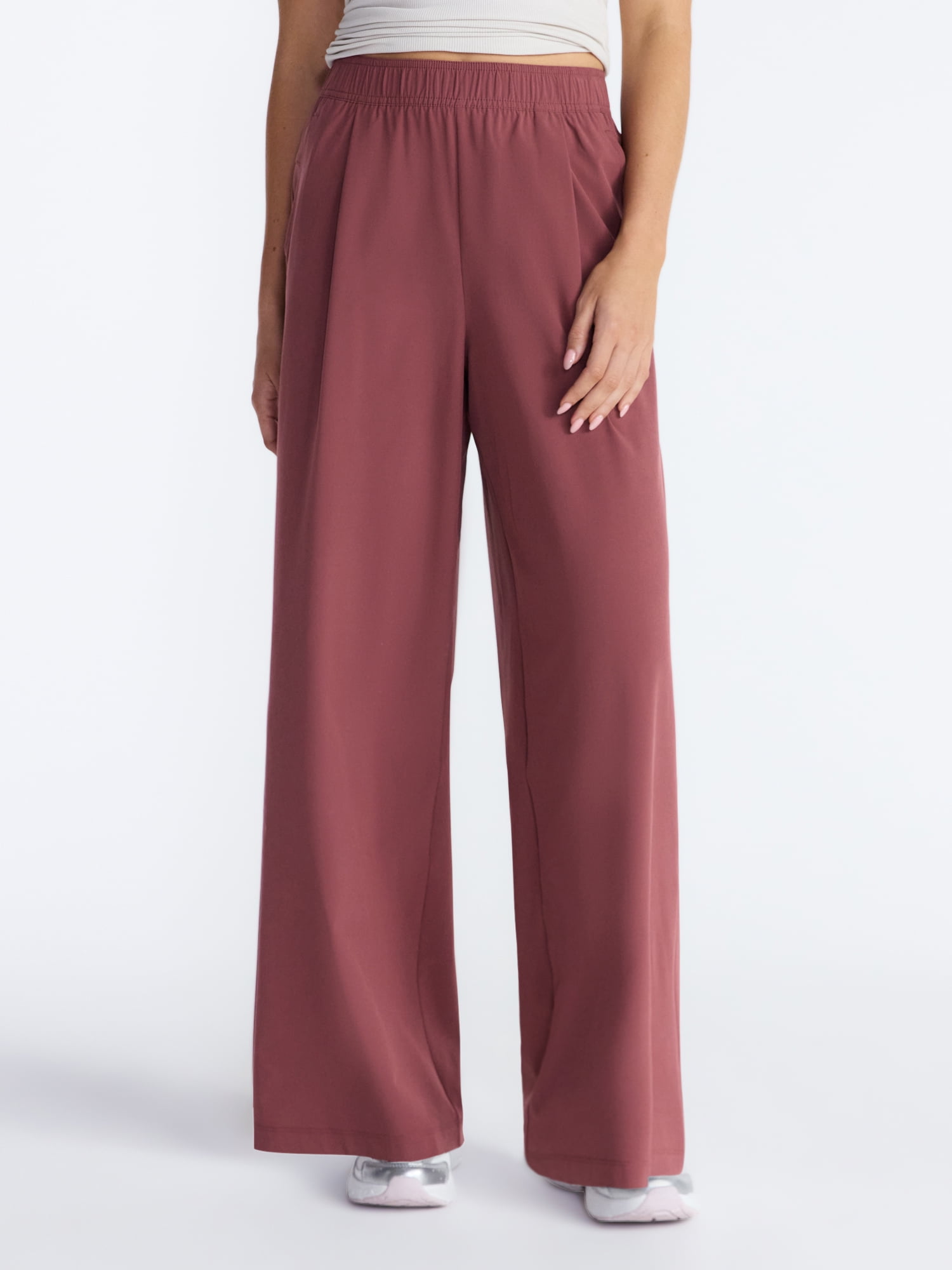 Avia Women's and Women's Plus FeatherStretch Woven Wide Leg Pants, 30'' Inseam, Sizes XS-4X