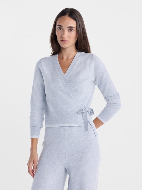 Women’s and Women's Plus Wrap Sweater Top, Sizes XS-4X