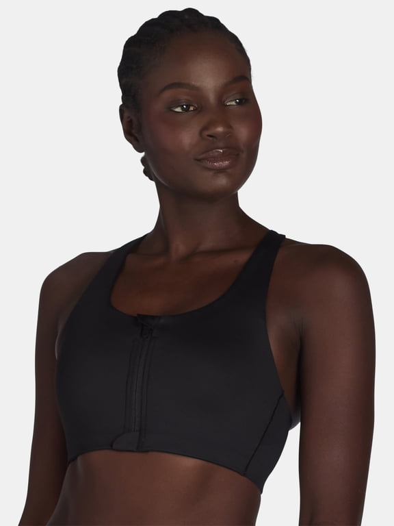 Women's High Support Zip Front Sports Bra, Sizes XS-XXXL