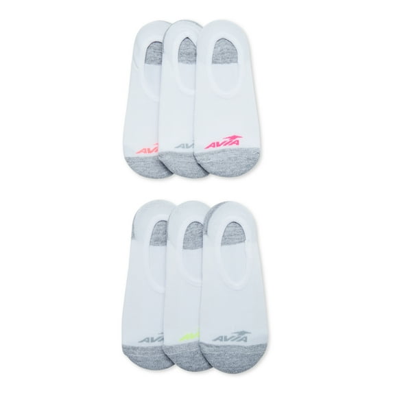 Avia Women’s Zoned Cushion No Show Liner Socks, 6 Pack