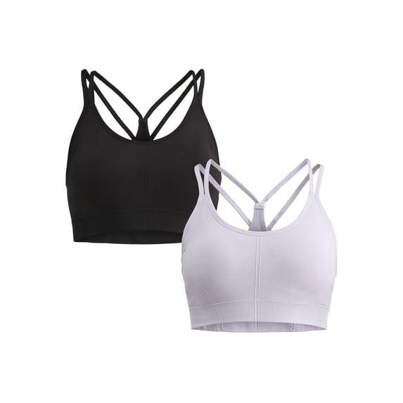 Avia Women's Low Impact Strappy Keyhole Sports Bra, 2-Pack, Sizes S-XXXL